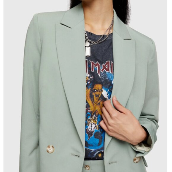 NEW Topshop Kiki Double Breasted Blazer Jacket Size 6 Sage Green Retro Chic $95 - Picture 2 of 16
